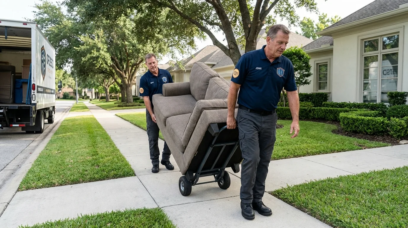 Local residential moving crew loading furniture in Hawkinsville, GA