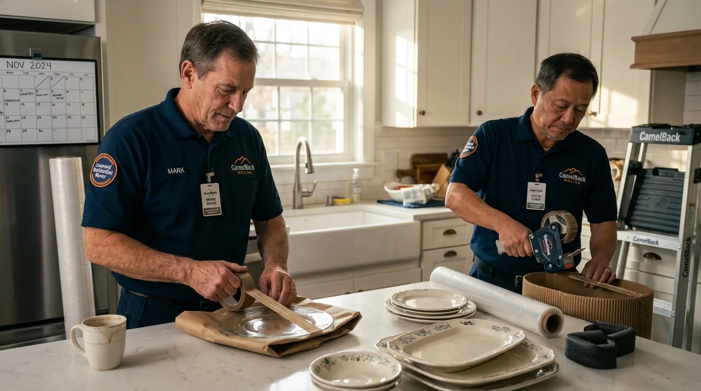 Professional crew packing kitchen dishware in Hawkinsville, GA